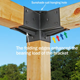 Deck Man 4x4(Actual Size: 3.5x3.5inch) Stainless Steel 3-Way Right Corner pergola Bracket with 4 Flange Anchors，Pergola/Gazebo kit (4 Pack) Deck Man