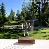 UNIQOOO 10 Pack Rustic Acrylic Sign Holders | Walnut Wood Table Numbers Display Stands | Place Card Holder, Perfect for Retail Shop Wedding Party UNIQOOO