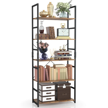 NUMENN 5-Tier Vintage Bookshelf - Elegant Storage Organizer for Home & Office NUMENN