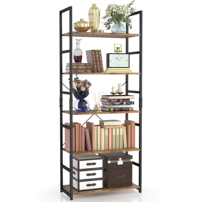NUMENN 5-Tier Vintage Bookshelf - Elegant Storage Organizer for Home & Office