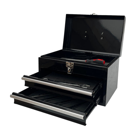 Workington Portable Metal Tool Chest with 2 Drawers, 14" 2-Drawer Tool Chest Cabinet with Ball Bearing Drawer Slides, Steel Tool Storage Box Workington