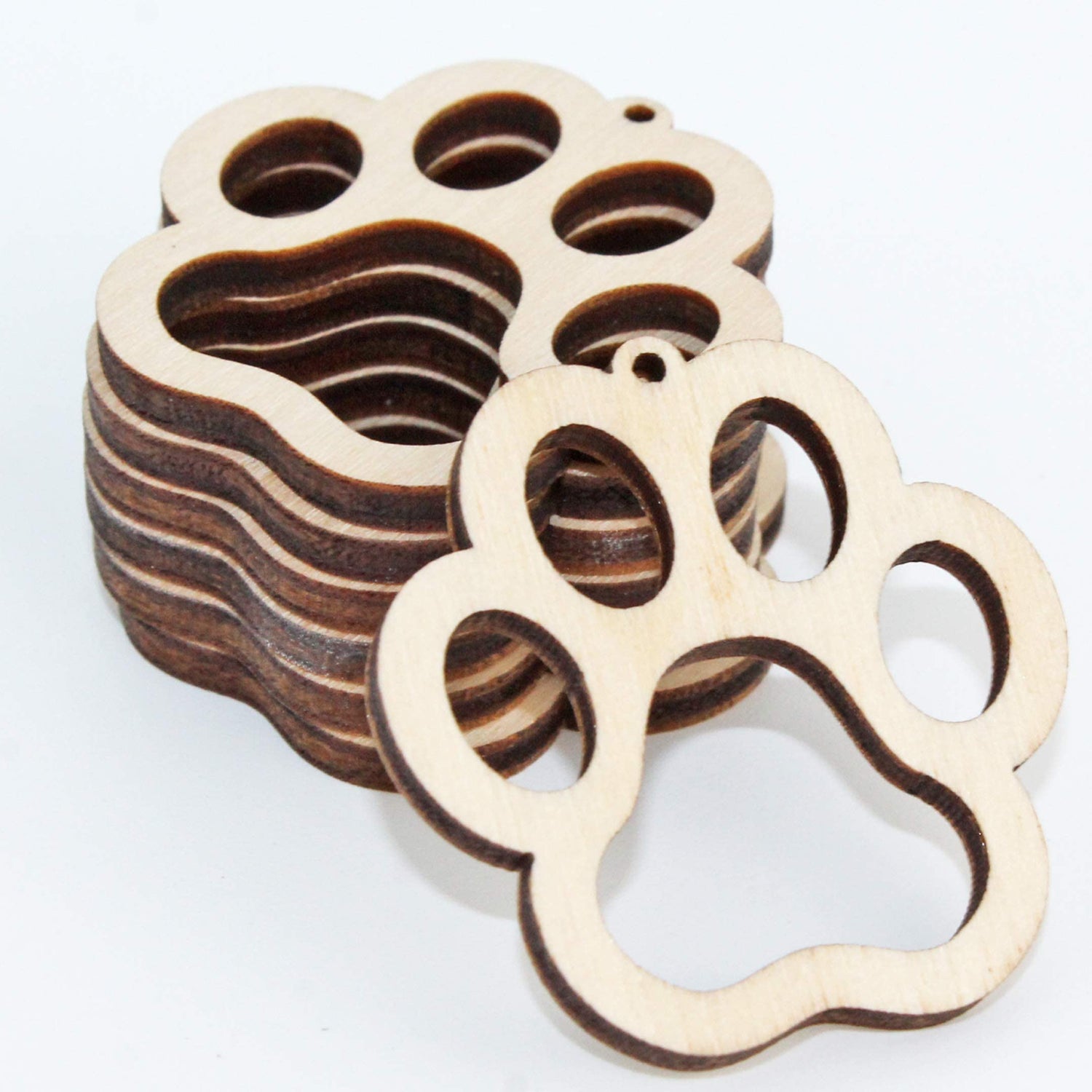 ALL SIZES BULK (12pc to 100pc) Unfinished Wood Wooden Laser Cutout Puppy Dog Paw Prints Dangle Earring Jewelry Blanks Charms Shape Crafts Made in Texan Wood Crafts