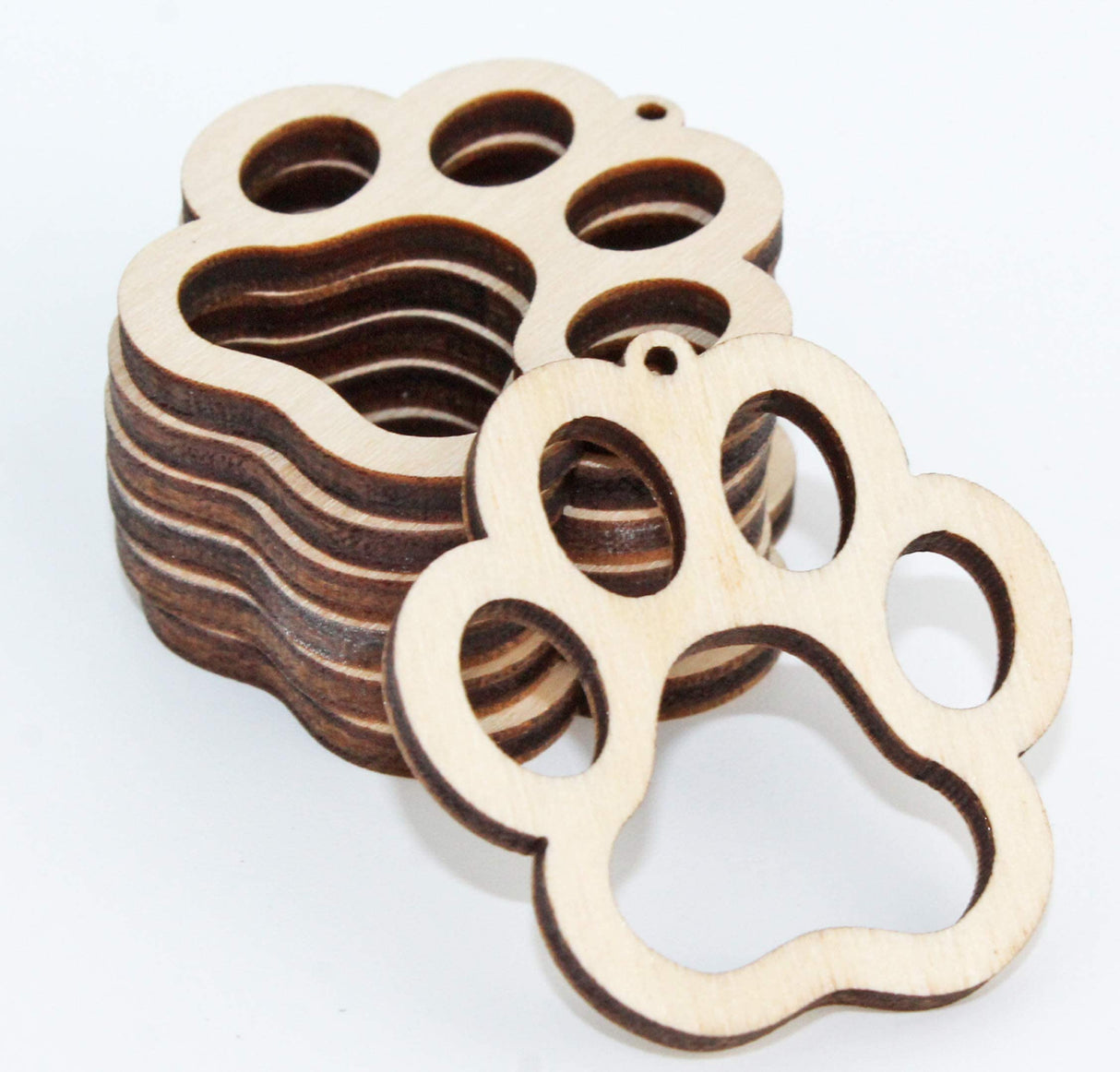 ALL SIZES BULK (12pc to 100pc) Unfinished Wood Wooden Laser Cutout Puppy Dog Paw Prints Dangle Earring Jewelry Blanks Charms Shape Crafts Made in Texan Wood Crafts