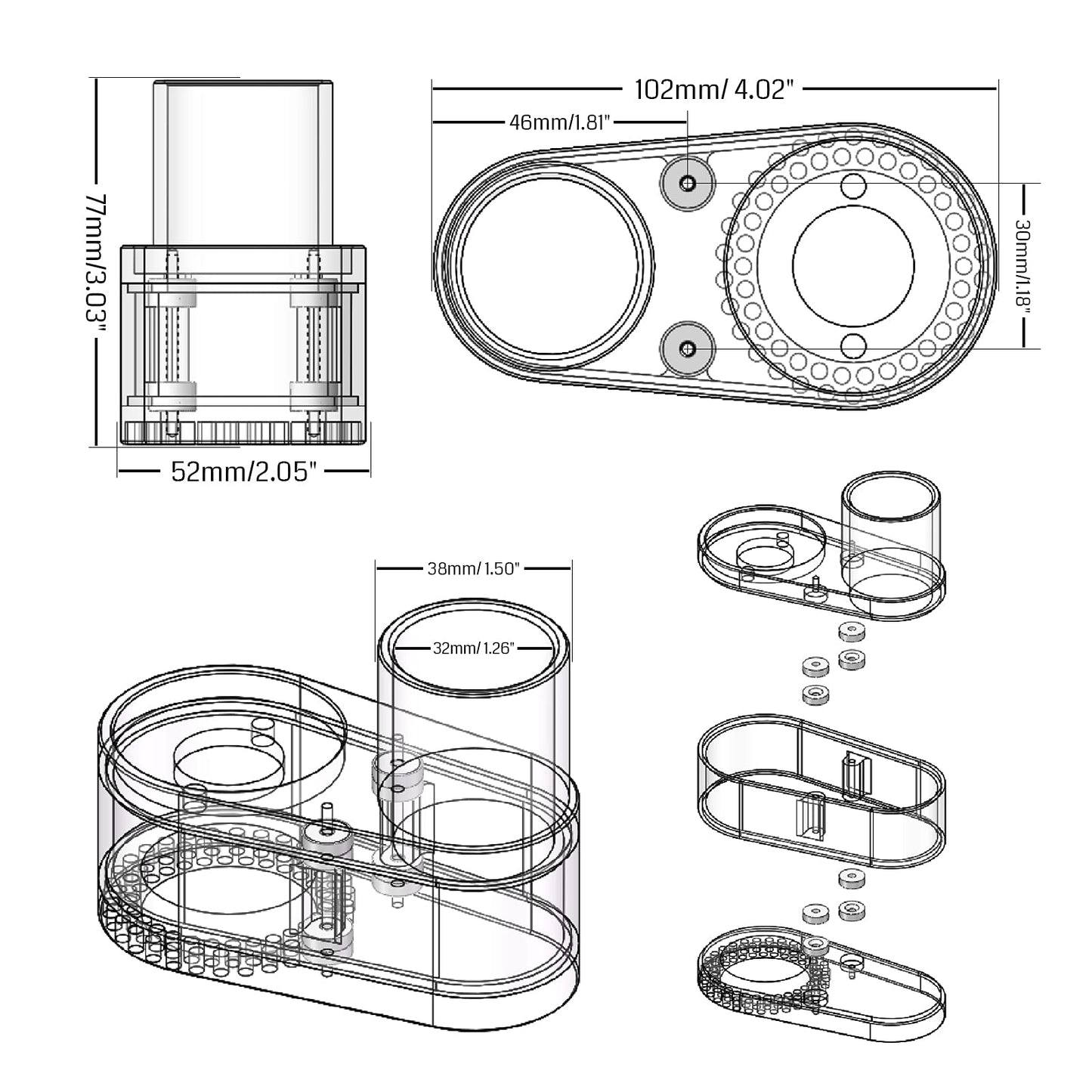 Genmitsu CNC Dust Shoe ABS Cover Cleaner for 3018 Series CNC Router/CNC Machines with a 42mm Diameter Motor, Hose Adapter Outer Diameter 38mm (1.5″), - WoodArtSupply