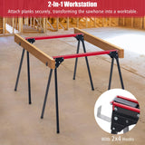 Goplus Saw Horses 2 Pack Folding, Portable Lightweight Work Horse with 2x 4 Slots,2200 LBS Capacity,Non-slipping Pads, Heavy Duty Sawhorse for Goplus
