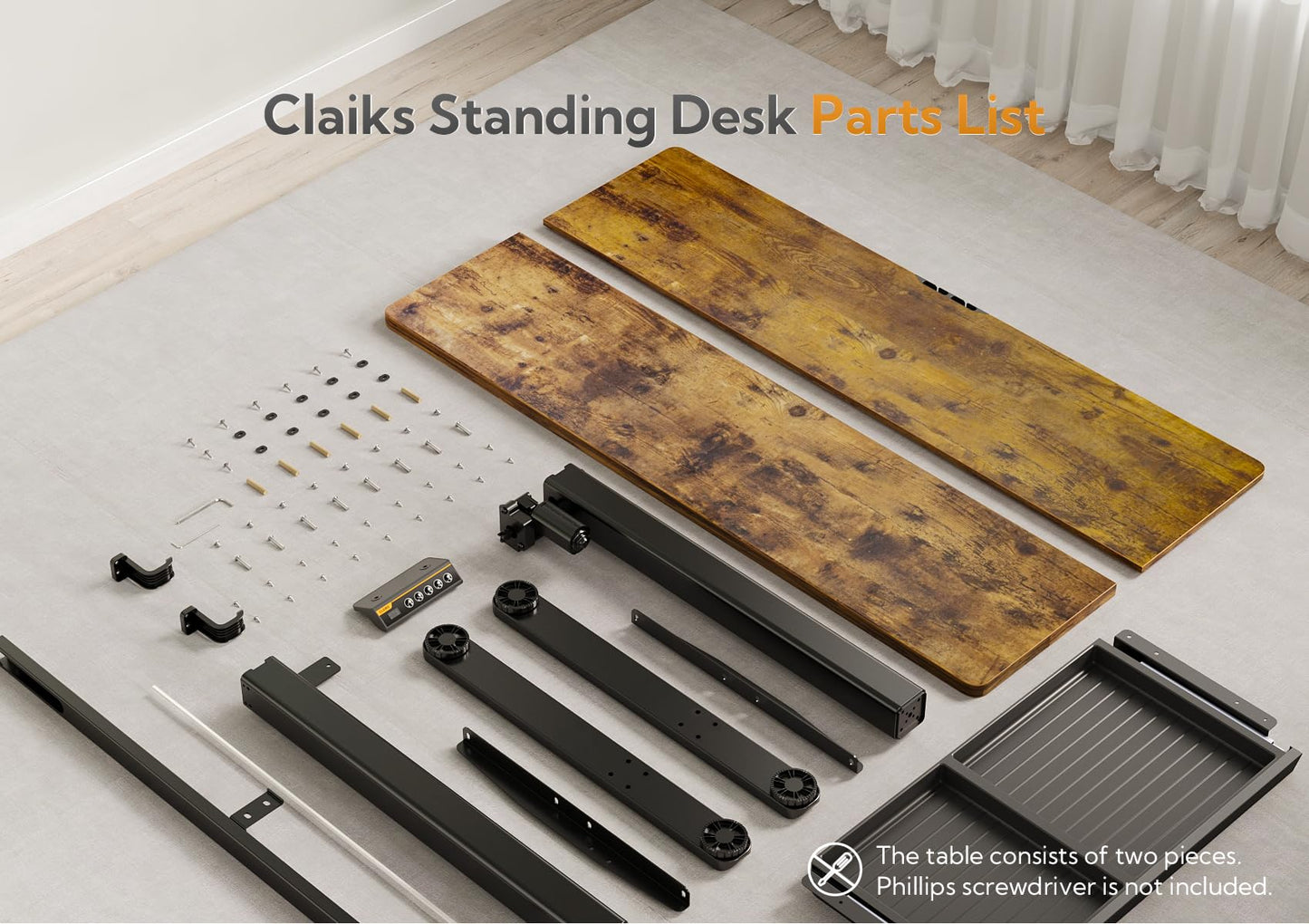 Claiks Standing Desk with Drawers, Stand Up Electric Standing Desk Adjustable Height, Sit Stand Desk Computer Workstation, 48 Inch, Rustic Brown - WoodArtSupply