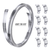 Steelsoft 304 Stainless Steel Hose Clamp Assortment Kit DIY, Cut-To-Fit 12 FT Metal Strap+8 Stronger Fasteners,Large Adjustable Worm Gear Band Hose Steelsoft