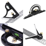 Square Angle Ruler,3Pcs/Set 300mm Stainless Steel t Square Ruler Adjustable Sliding Combination Square Square Ruler & Protractor Level Measure Terizger