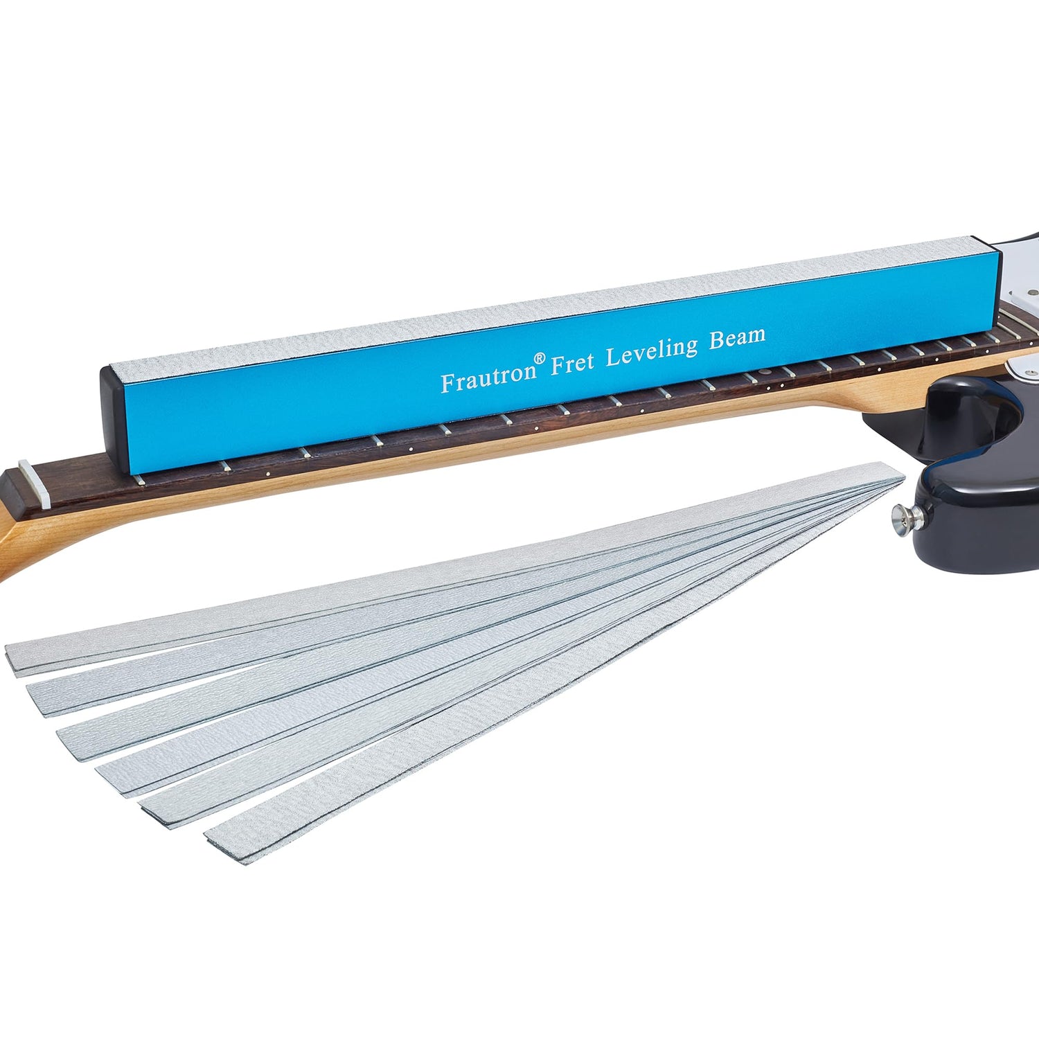 Frautron 16" Fret Leveling Beam, Aluminum Guitar Fret Leveler Sanding Block File Bar, Pro Luthier Fretboard Leveling Repair Tool with 12PCS Frautron