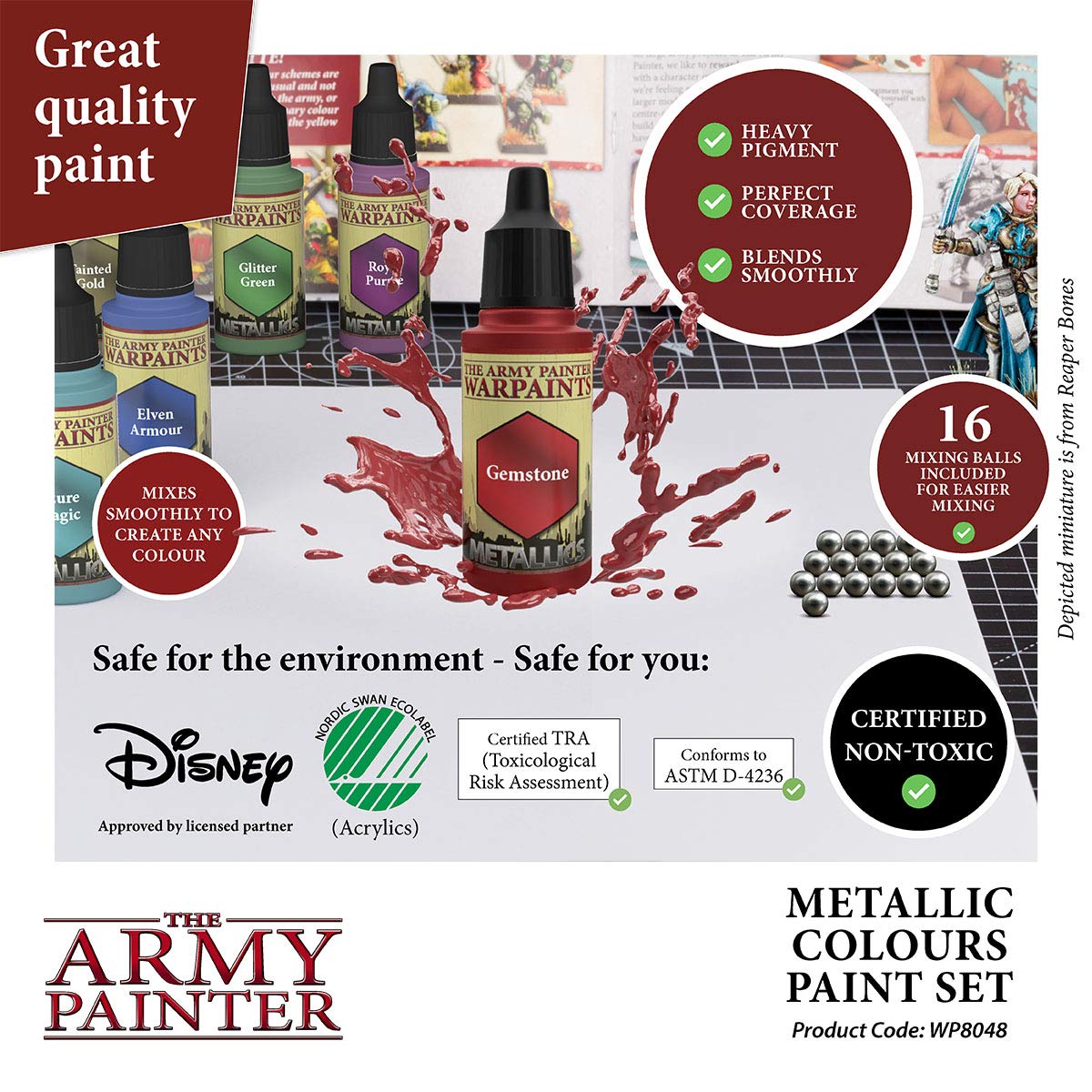 The Army Painter - Metallic Colours Paint Set - Hobby Acrylic Paint Set of 10 Metallic Acrylic Paint - Includes Tainted Gold Acrylic Paint Metallic - The Army Painter
