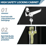 INTERGREAT 42" Metal Storage Cabinet with Locking Doors, Lockable Steel Storage Cabinet with 2 Doors and Shelves, Black Metal Cabinet with Lock, INTERGREAT