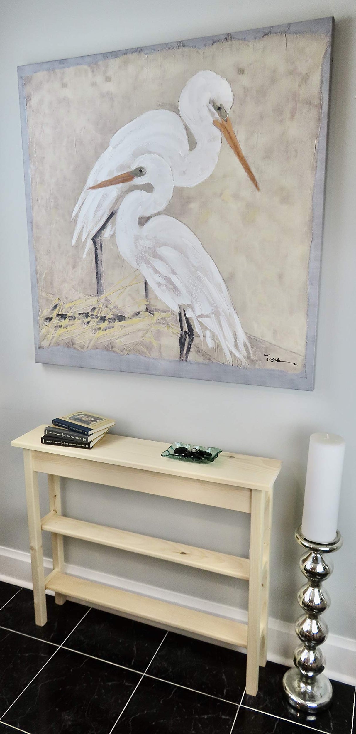 36" Narrow Console Sofa Table - Unfinished Foyer Pine Table With Bottom Storage Shelf Generic