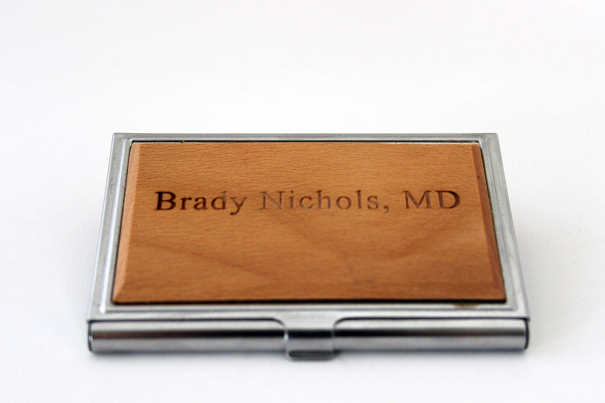 Personalized Wood Business Card Holder Customized Gift for Men Engraved Business Card Case The Personal Exchange
