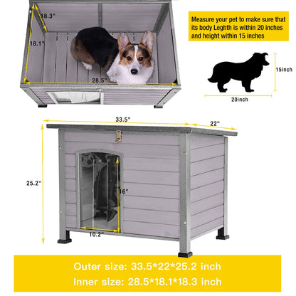 Aivituvin Dog House Outdoor & Indoor Wooden Dog Kennel for Winter with Raised Feet Weatherproof for Small & Medium & Large Dogs,Unique All-Around