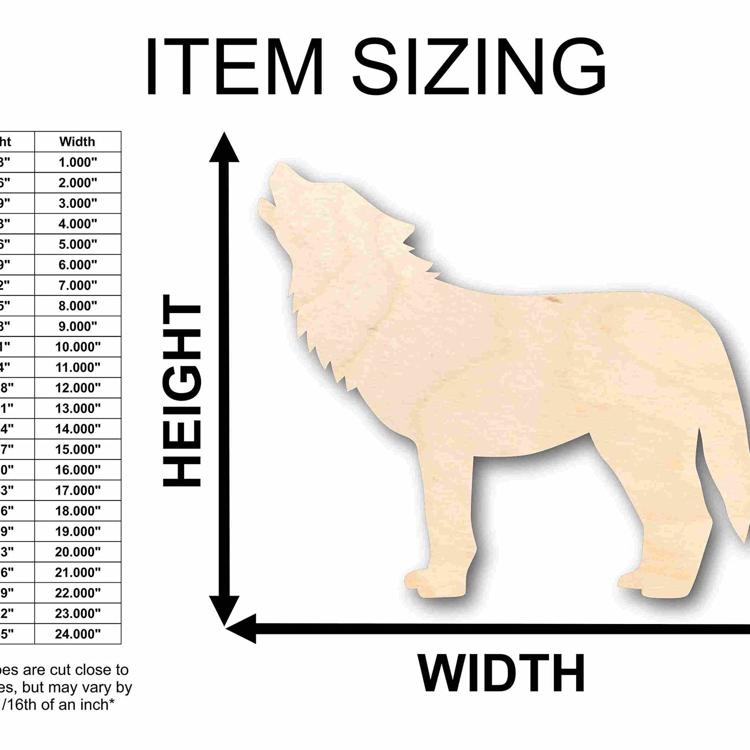 Unfinished Wood Wolf Silhouette - Craft- up to 24" DIY 8" / 1/4" 24 Hour Crafts