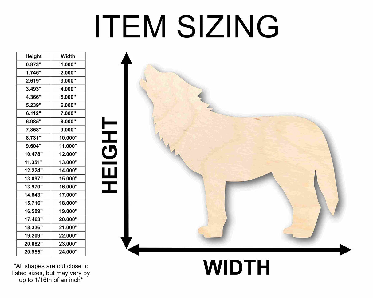 Unfinished Wood Wolf Silhouette - Craft- up to 24" DIY 8" / 1/4" 24 Hour Crafts