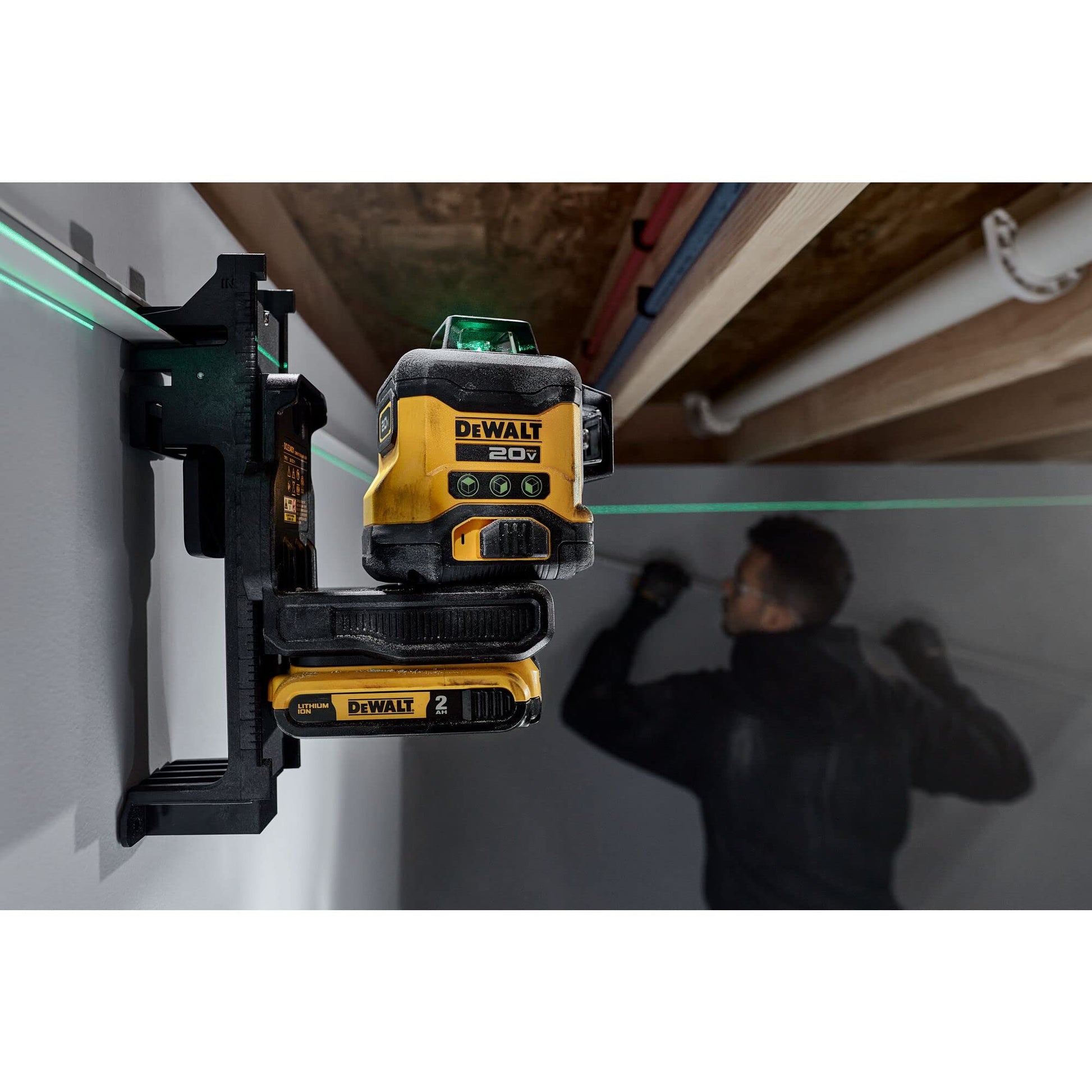 DEWALT 20V MAX Laser Level, Cross Line Laser, 3X360, Green, Bare Tool Only (DCLE34031B),Black - WoodArtSupply