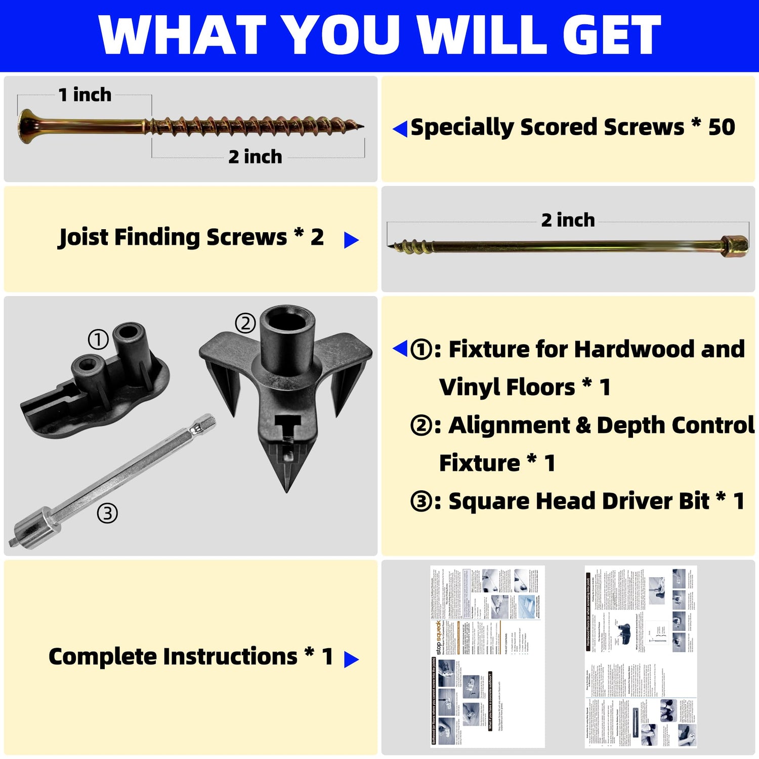 Repair Floor Screws for Floor Repair, for Screws Fit Hardwood Floors, Vinyl Floors, Carpets, Wood Floor Gap Fixer Replacement, Contains 5 Tools and XINRINTONG