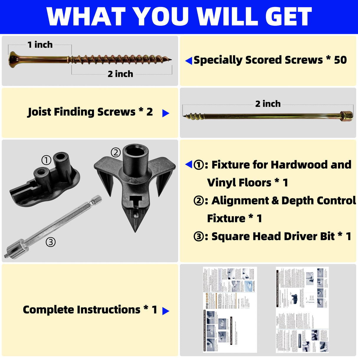 Repair Floor Screws for Floor Repair, for Screws Fit Hardwood Floors, Vinyl Floors, Carpets, Wood Floor Gap Fixer Replacement, Contains 5 Tools and XINRINTONG