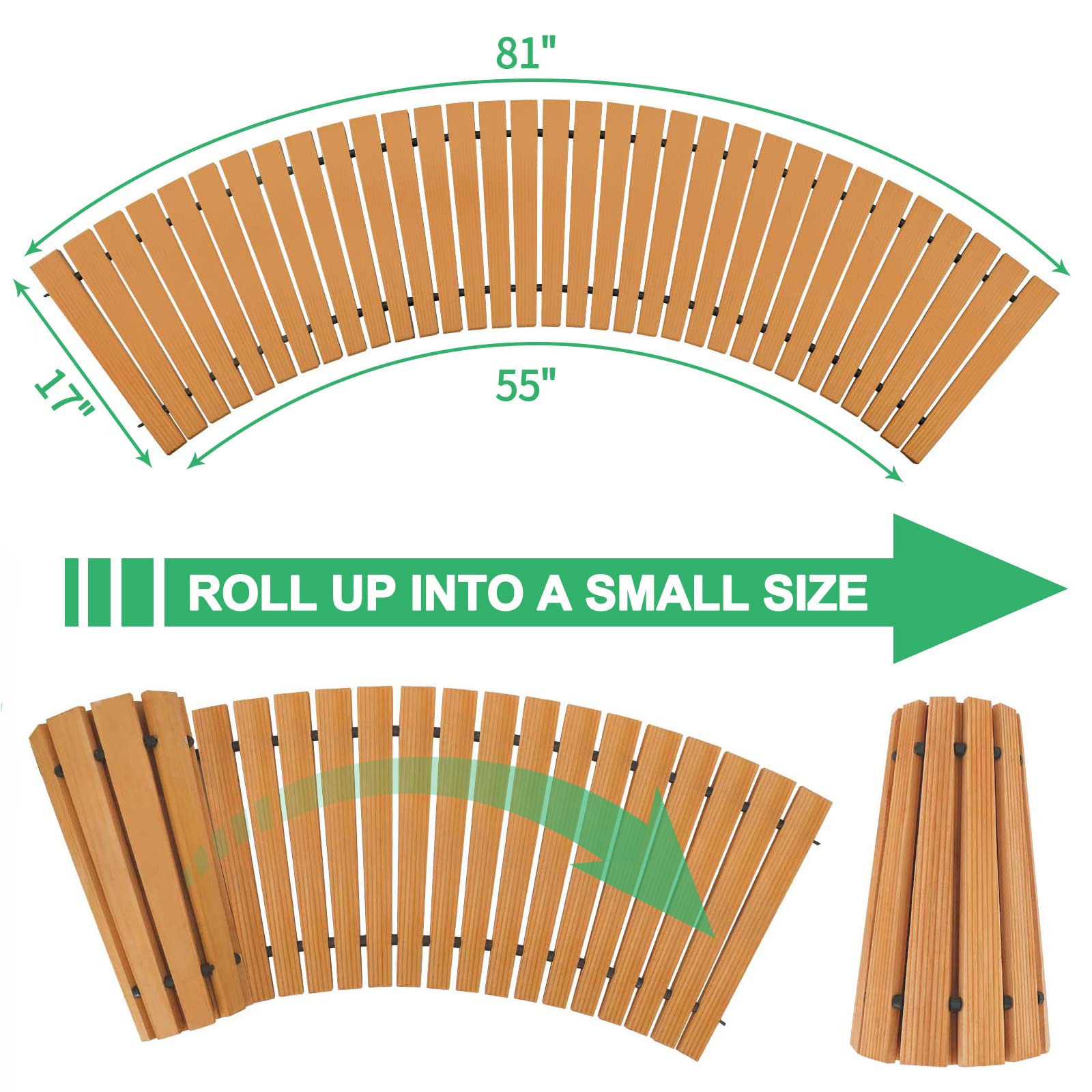 RELIANCER 6' Wooden Garden Pathway,Outdoor Roll Out Cedar Curved Walkway,Patio Path Decorative Garden Boardwalk Walkways,Weather-Resistant Roll Up - WoodArtSupply