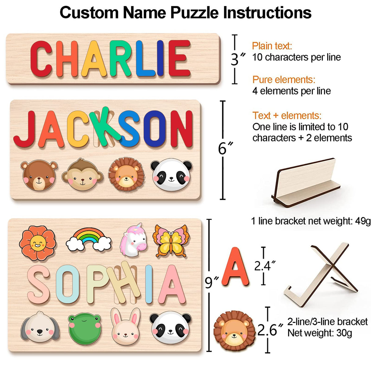 BeneCharm Personalized Name Puzzle for Kids, Easter Basket Stuffers, Easter Gifts for Baby, Personalized Baby Gifts, First Birthday Gift, Montessori BeneCharm