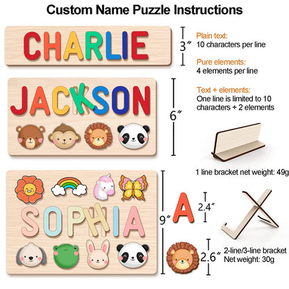 BeneCharm Personalized Name Puzzle for Kids, Easter Basket Stuffers, Easter Gifts for Baby, Personalized Baby Gifts, First Birthday Gift, Montessori - WoodArtSupply