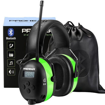 PROHEAR 033 Upgraded 5.3 Bluetooth Hearing Protection AM FM Radio Headphones, Noise Reduction Safety Earmuffs with Rechargeable 2000 mAH Battery, Ear - WoodArtSupply