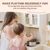 Tiny Land Play Kitchen for Kids, Wooden Play Kitchen with Toy Storage System, Toy Kitchen Set with Plenty of Play Features, Kids Play Kitchen Tiny Land