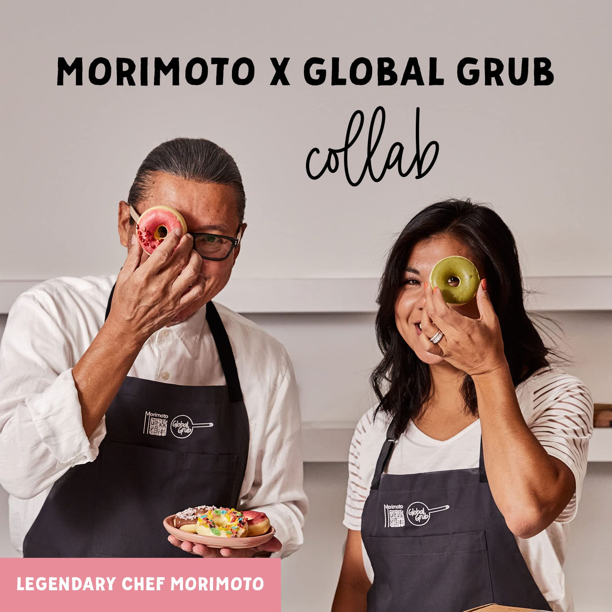Global Grub DIY Morimoto Mochi Donut Kit - Includes Mochi Donut Mold, Piping Bag, Mochi Flour, Confectioners Sugar, Strawberry, Cocoa & Matcha Green Global Grub