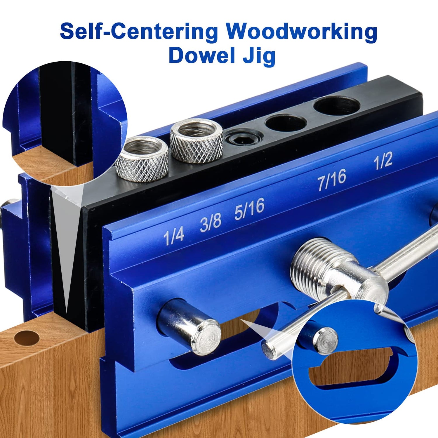 Self Centering Dowel Jig Kit, Drill Jig for Straight Holes Biscuit Joiner Set, Adjustable Drilling Guide Wood Working Tools with 3 Drill and 6 Drill Lieberwell