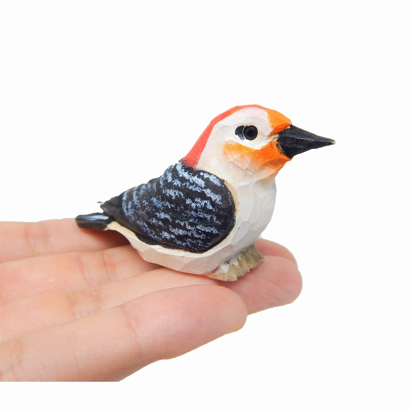 Red Bellied Head Woodpecker Wood Figurine Forest Common Woodland Pecker Sapsucker Miniature Bird Art Carve Small Animal - WoodArtSupply