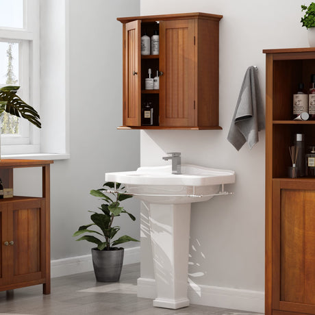 ChooChoo Bathroom Wall Cabinet, Over The Toilet Space Saver Storage Cabinet, Medicine Cabinet with 2 Door and Adjustable Shelves, Cupboard (Rustic) ChooChoo
