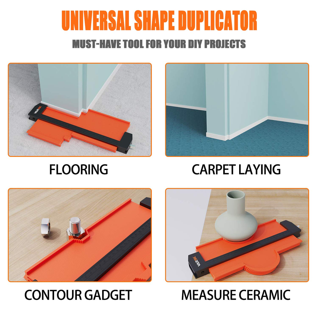 VARSK Contour Gauge Profile Tool with Light 5+10 Inch - Super Gauge Shape and Outline Tool, Gifts for Men Dad Him, Cool Gadgets for Men DIY Handyman, VARSK