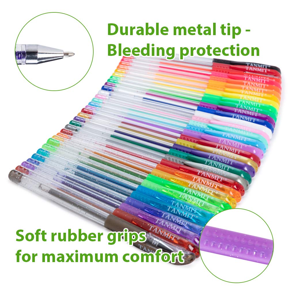 TANMIT Gel Pens, 33 Color Gel Pen Fine Point Colored Pen Set with 40% ...