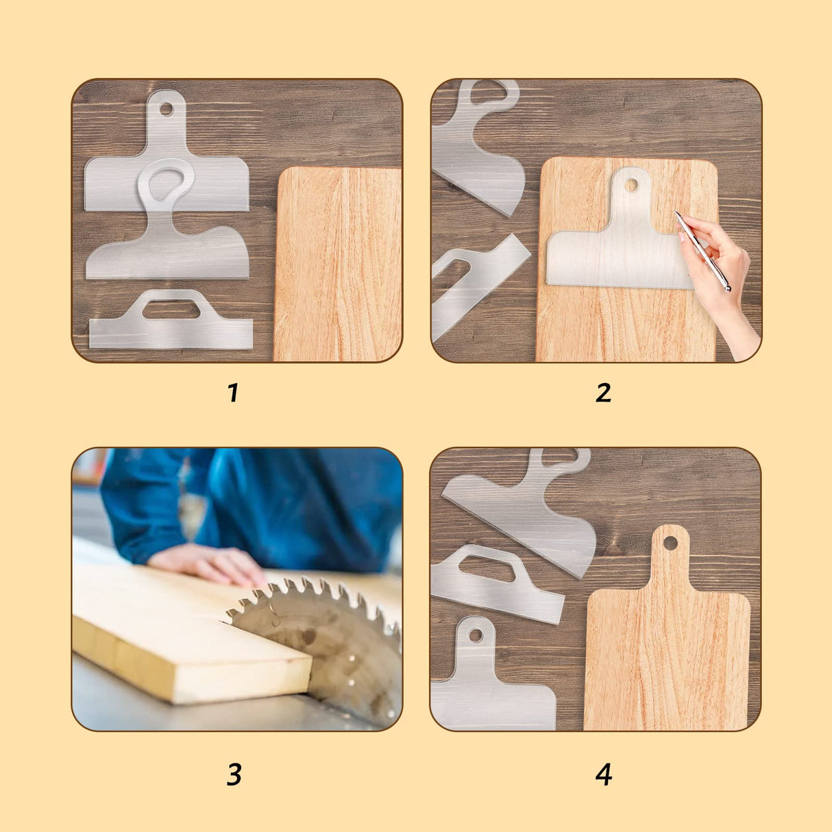 4 Pcs Router Templates Charcuterie Board Template Clear Cutting Board Router Template Acrylic Charcuterie Board Handle Template Large Angled Curvy KWAGOCAR