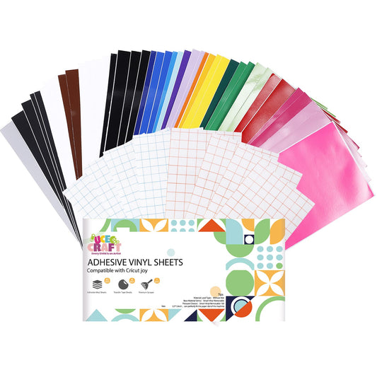 UCEC Smart Vinyl Removable, Matless Cutting, 52 Pack(5.5x12in) 22 Colors - for Cricut Joy Vinyl, for DIY Projects, for Decor Sticker, Accessories and - WoodArtSupply