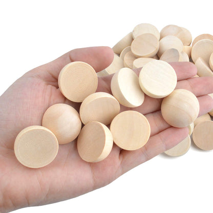 50 Pieces 25mm Natural Half Wooden Balls Decration Split Beads for DIY Projects Crafts Kids Toy