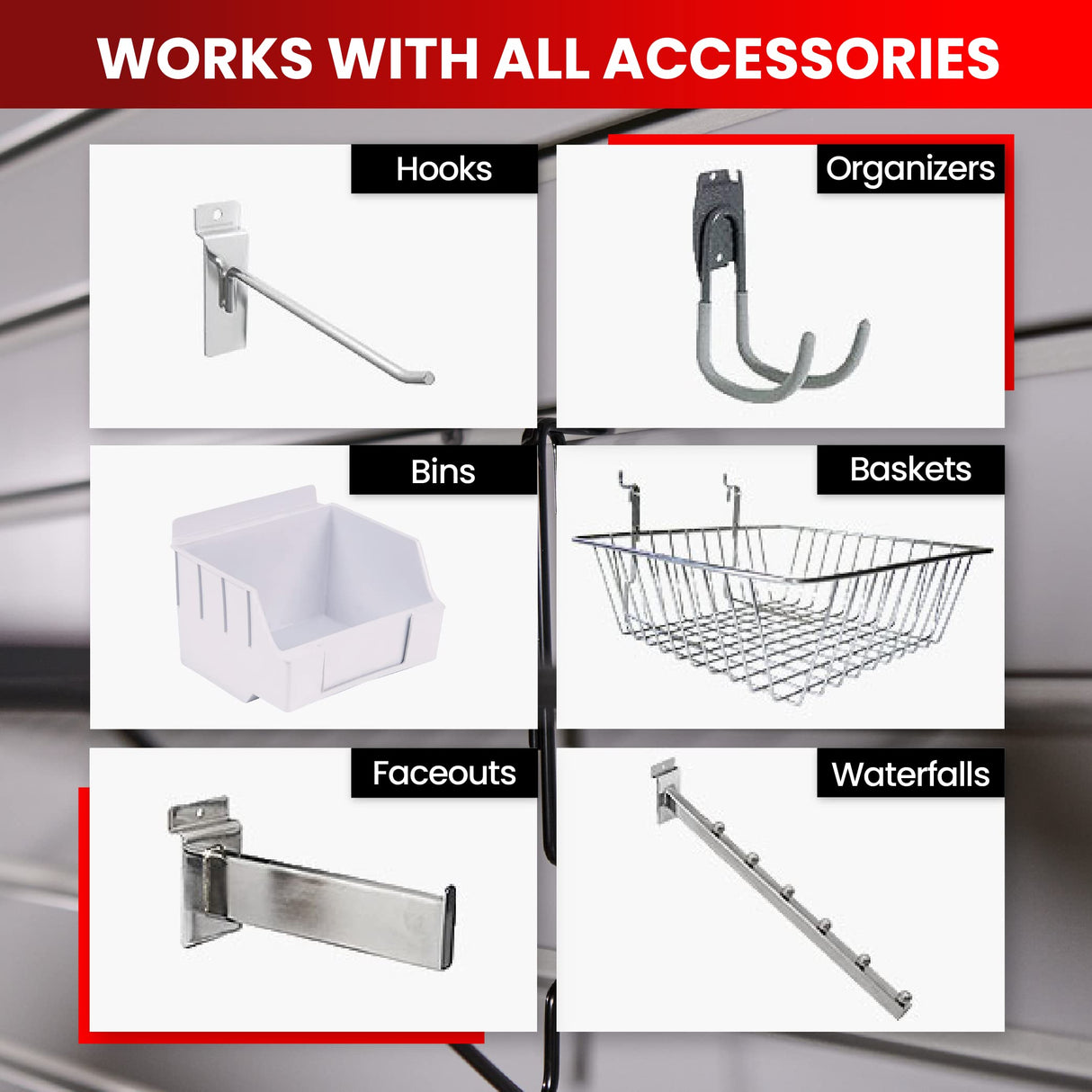 Slatwall Panel Garage Wall Organizer: Heavy Duty Wall Mounted PVC Wall Rack, Interlocking Slat Wall Paneling for Garage Wall Storage, Slatwall Board, DLDIRECT