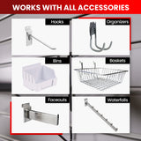 Slatwall Panel Garage Wall Organizer: Heavy Duty Wall Mounted PVC Wall Rack, Interlocking Slat Wall Paneling for Garage Wall Storage, Slatwall Board, DLDIRECT