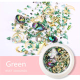 editTime 6 Wheels Mixed Sparkle Nail Art Rhinestones Diamonds Crystals Beads Artificial Pearls and Gold Silver Nail Studs Gems Metal Rivets Charms editTime