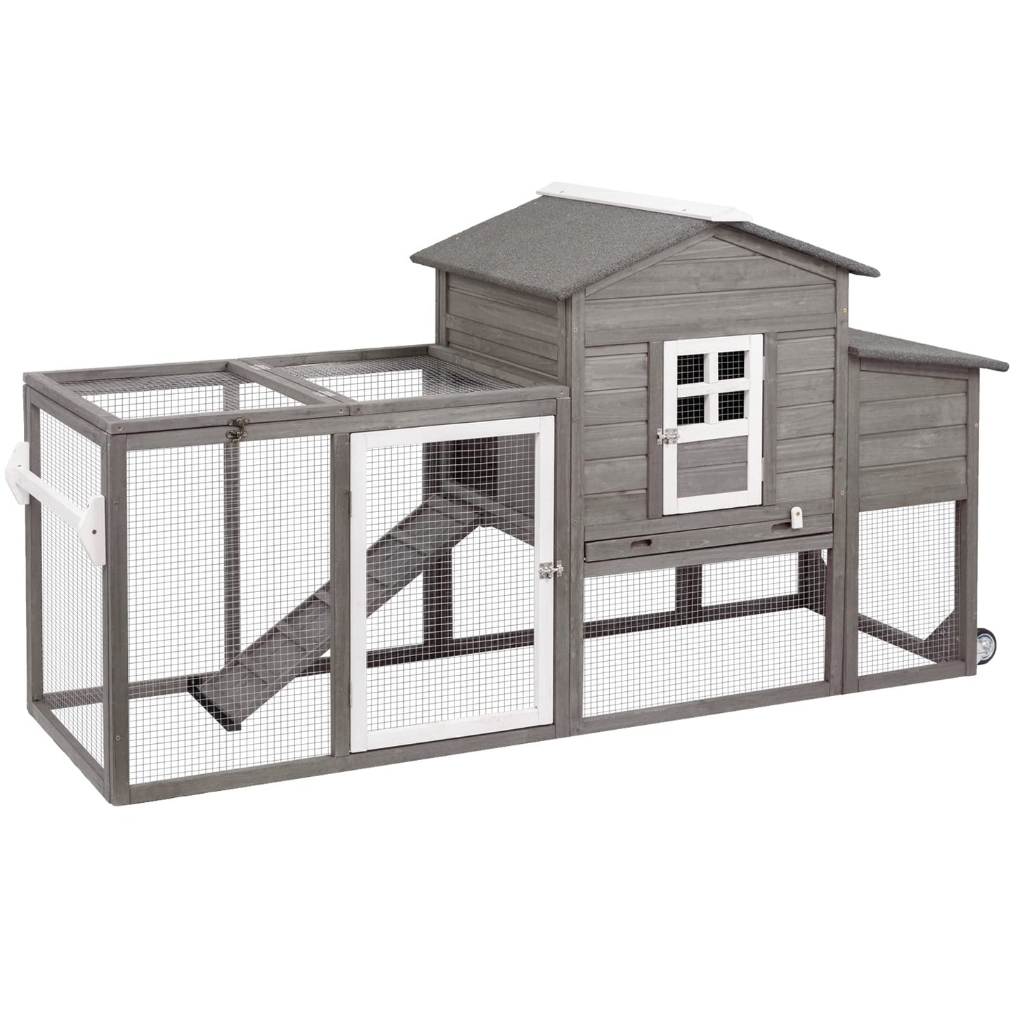 PetsCosset 158in Chicken Coop Wooden Indoor Outdoor for 1-6 Chickens Extension Chicken Houses with Removable Tray Nesting Box and Run（Set of Two）, - WoodArtSupply