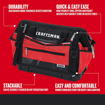 CRAFTSMAN VERSASTACK Zippered Tool Bag, 31 Pocket Organizer, Heavy Duty Tool Tote (CMST17622) - WoodArtSupply