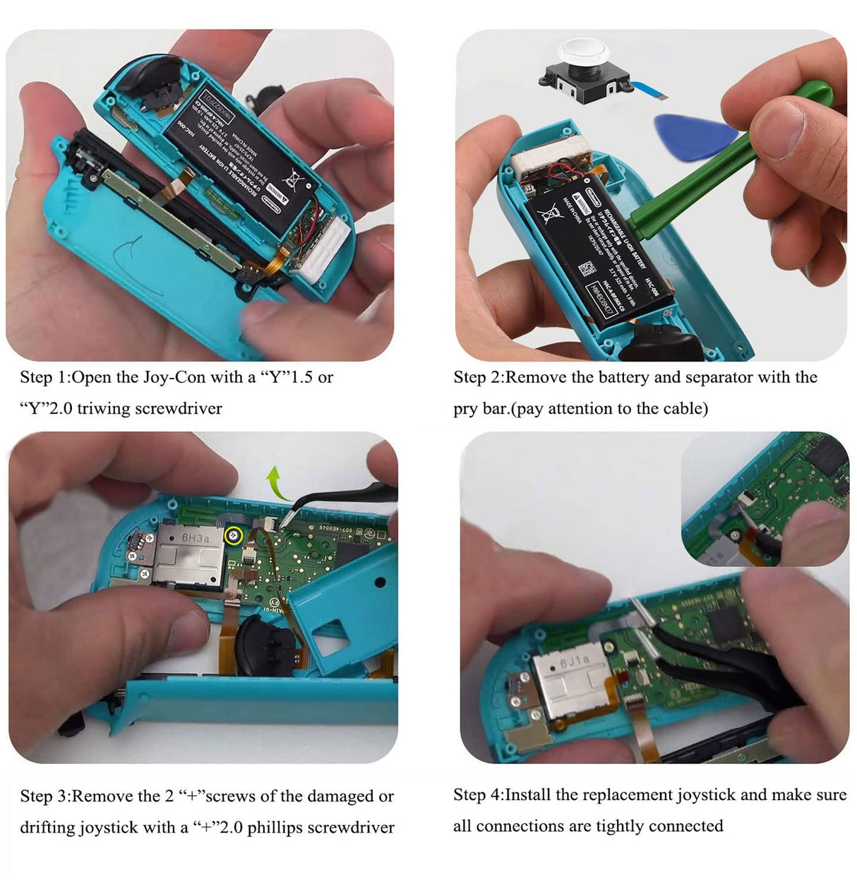 Joycon Joystick Replacement, Switch Joysticks Left/Right Analog Thumb Sticks for Nintendo Switch Joycon/Switch Lite/Switch OLED, Joycon Repair Kit LONANDY