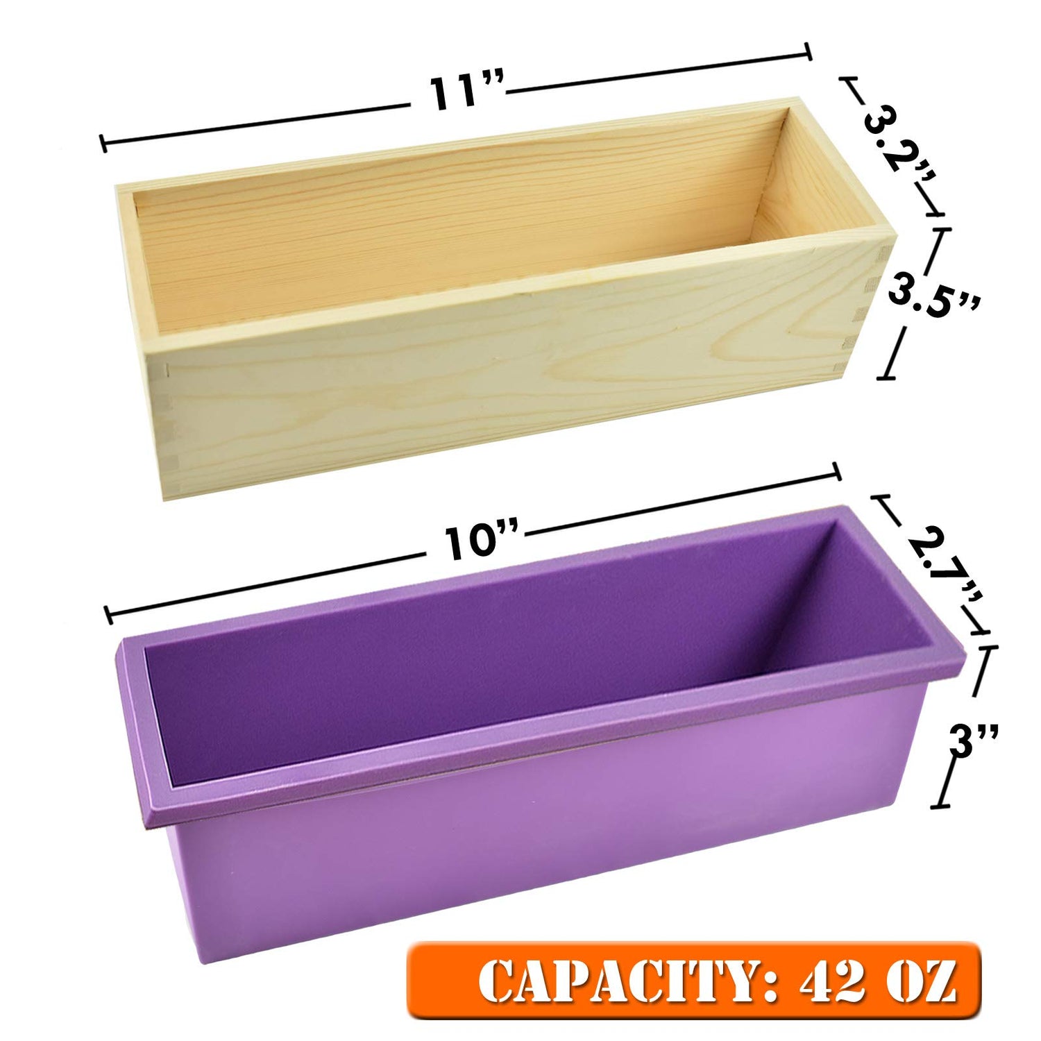 Artcome Loaf Soap Making Cutting Mold Kit Multi-Function Adjustable Wood Soap Mold Set - Rectangular Silicone Mold Set with Stainless Steel Wavy & Artcome