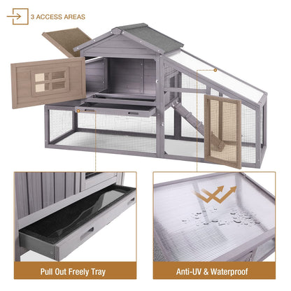 Chicken Coop 69" Chicken House with Large Nesting Box Outdoor Rabbit Hutch with UV Proof Roof,Waterproof