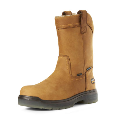 Ariat Mens Turbo Pull-On Waterproof Carbon Toe Work Boot Aged Bark 11 Wide