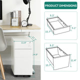 YITAHOME 3-Drawer Metal Filing Drawers with Keys, Compact Slim Portable File Pre-Built Office Storage Cabinet for A4/Letter/Legal (White) YITAHOME