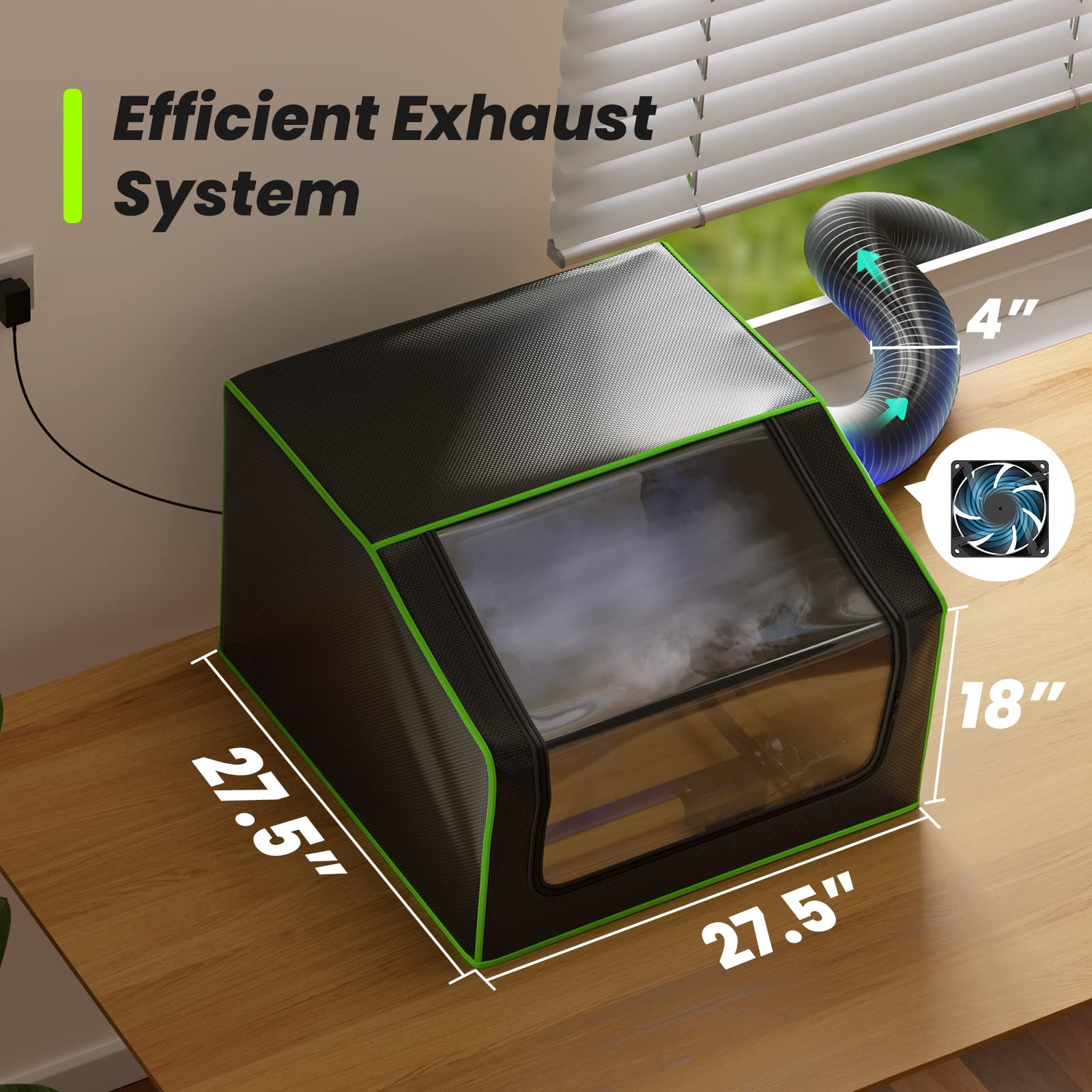 BROVR Laser Engraver Enclosure with Exhaust Fan, Pipe, LED Light, Fireproof Laser Enclosure for Most Laser Cutter, Laser Accessories Effectively - WoodArtSupply