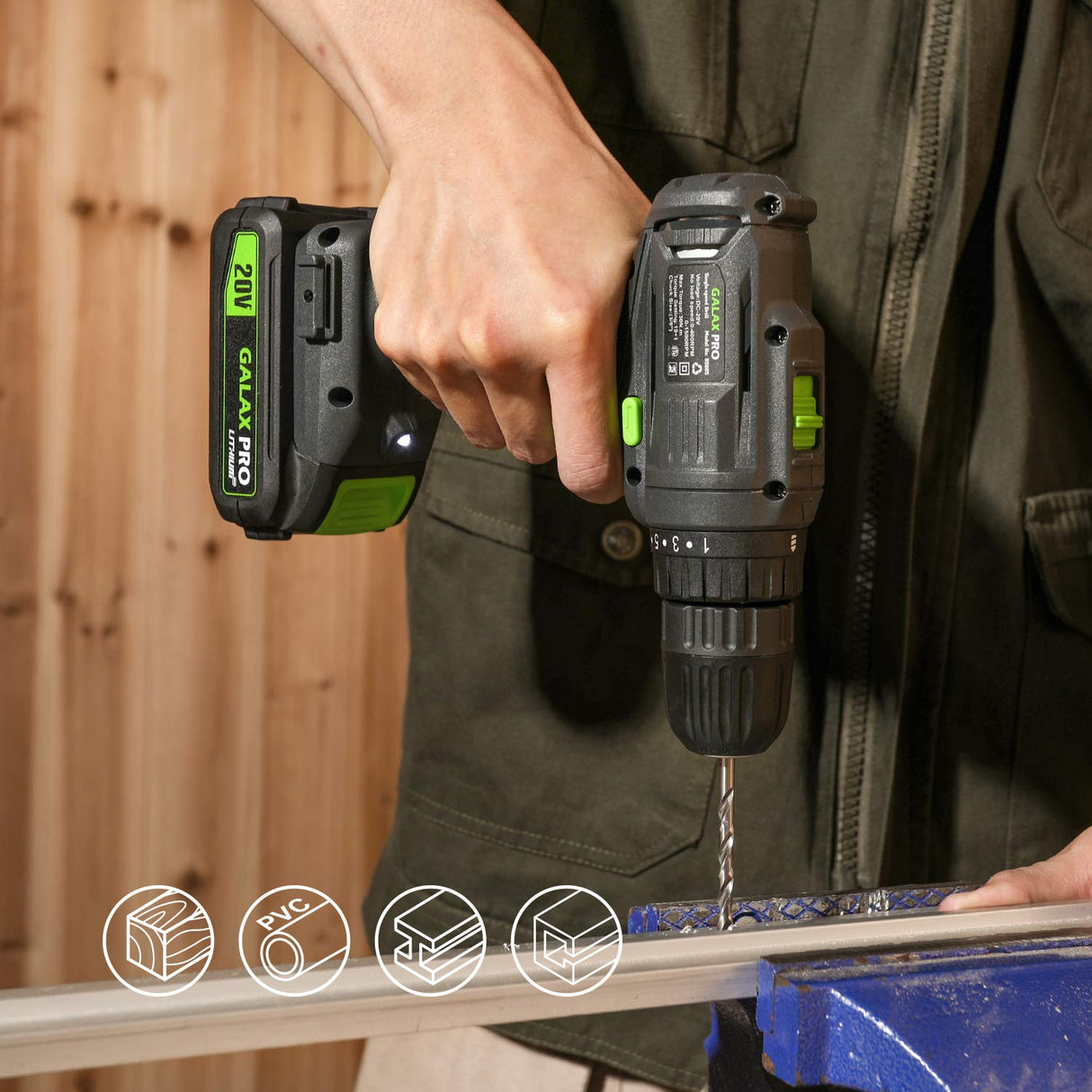 GALAX PRO Cordless Drill Driver/Impact Driver with 1pcs 1.3Ah Lithium-Ion Batteries, Charger Kit, 11pcs Accessories and Tool Bag GALAX PRO