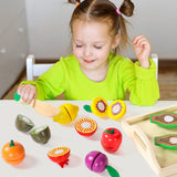 Wooden Play Food Sets for Toddlers Montessori Toys for 2 Year Old Kitchen Accessories Cutting Kids Pretend Play Fake Fruit Vegetable Learning Toddler Fajiabao